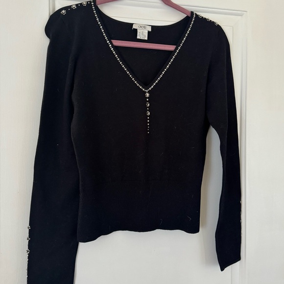 Cache Sweaters - ❤️‍🔥50%❤️‍🔥 Cache Black Sweater with Rhinestone Detailing